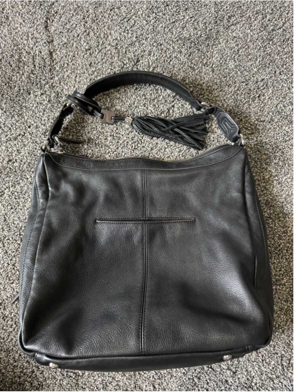 Women's Aimee Kestenberg Black Leather Hobo Bag With Tassel - Picture 7 of 16